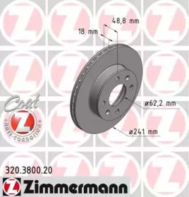 Вентилируемый тормозной диск Otto Zimmermann 320.3800.20.