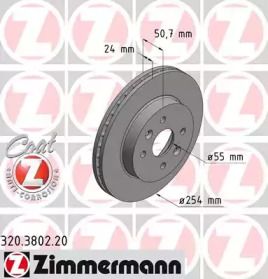Вентилируемый тормозной диск Otto Zimmermann 320.3802.20.