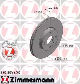 Вентилируемый тормозной диск на Mazda 2  Otto Zimmermann 370.3057.20.
