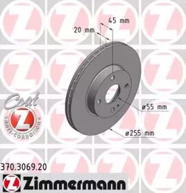 Вентильований гальмівний диск Otto Zimmermann 370.3069.20.
