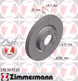 Вентилируемый тормозной диск Otto Zimmermann 370.3077.20.