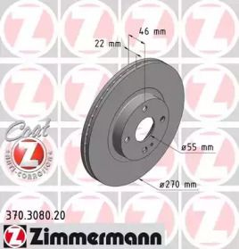 Вентилируемый тормозной диск Otto Zimmermann 370.3080.20.