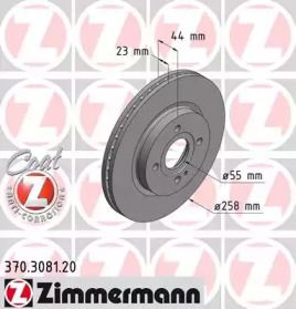 Вентилируемый тормозной диск на Mazda 2  Otto Zimmermann 370.3081.20.