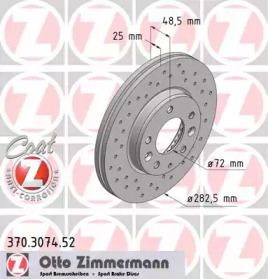 Вентильований гальмівний диск з перфорацією Otto Zimmermann 370.3074.52.