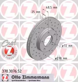 Вентилируемый тормозной диск с перфорацией Otto Zimmermann 370.3076.52.