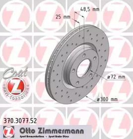 Вентильований гальмівний диск з перфорацією на Мазда 3  Otto Zimmermann 370.3077.52.