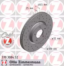 Вентилируемый тормозной диск с перфорацией на Мазда 3 BL Otto Zimmermann 370.3084.52.