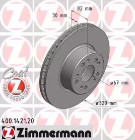 Вентилируемый тормозной диск Otto Zimmermann 400.1421.20.