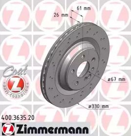 Вентилируемый тормозной диск с перфорацией Otto Zimmermann 400.3635.20.