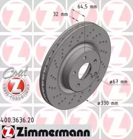Вентильований гальмівний диск з перфорацією на Мерседес E220 Otto Zimmermann 400.3636.20.