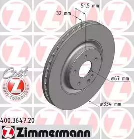 Вентилируемый тормозной диск Otto Zimmermann 400.3647.20.