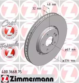 Вентилируемый тормозной диск на Мерседес W210 Otto Zimmermann 400.3668.75.