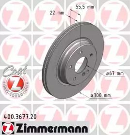 Вентилируемый тормозной диск на Мерседес W210 Otto Zimmermann 400.3677.20.