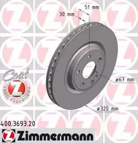 Вентильований гальмівний диск Otto Zimmermann 400.3693.20.