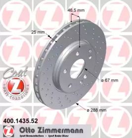 Вентилируемый тормозной диск с перфорацией на Мерседес W210 Otto Zimmermann 400.1435.52.