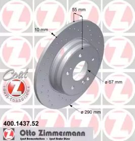 Перфорированный тормозной диск на Mercedes-Benz W210 Otto Zimmermann 400.1437.52.