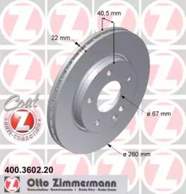 Вентилируемый тормозной диск Otto Zimmermann 400.3602.20.