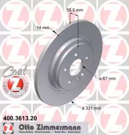 Тормозной диск на Мерседес М класс  Otto Zimmermann 400.3613.20.