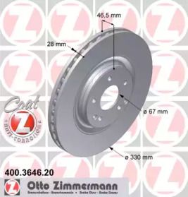 Вентилируемый тормозной диск Otto Zimmermann 400.3646.20.