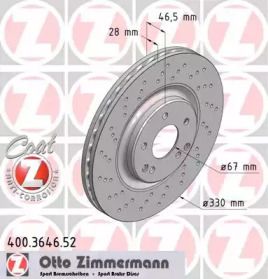 Вентильований гальмівний диск з перфорацією на Мерседес W203 Otto Zimmermann 400.3646.52.