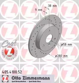 Перфорированный тормозной диск на Smart Cabrio  Otto Zimmermann 405.4100.52.