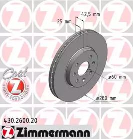 Вентилируемый тормозной диск Otto Zimmermann 430.2600.20.