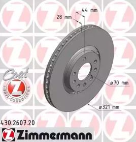 Вентилируемый тормозной диск на Opel Zafira  Otto Zimmermann 430.2607.20.