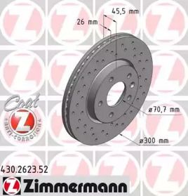 Вентилируемый тормозной диск с перфорацией на Chevrolet Cruze  Otto Zimmermann 430.2623.52.