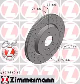 Вентилируемый тормозной диск с перфорацией Otto Zimmermann 430.2630.52.