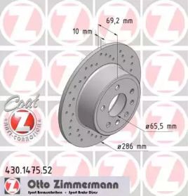 Перфорований гальмівний диск на Opel Vectra B Otto Zimmermann 430.1475.52.