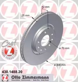 Перфорований гальмівний диск на Opel Zafira A Otto Zimmermann 430.1488.20.