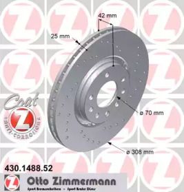 Перфорований гальмівний диск на Opel Zafira A Otto Zimmermann 430.1488.52.