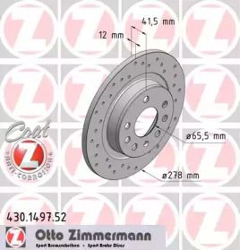 Перфорированный тормозной диск Otto Zimmermann 430.1497.52.