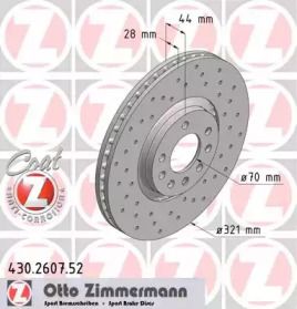 Вентильований гальмівний диск з перфорацією Otto Zimmermann 430.2607.52.