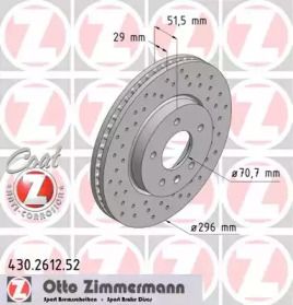 Вентилируемый тормозной диск с перфорацией Otto Zimmermann 430.2612.52.