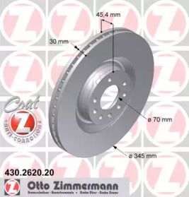 Вентильований гальмівний диск Otto Zimmermann 430.2620.20.