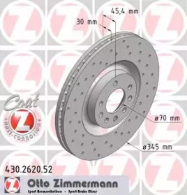 Вентилируемый тормозной диск с перфорацией Otto Zimmermann 430.2620.52.