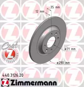 Тормозной диск на Citroen DS5  Otto Zimmermann 440.3126.20.