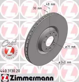 Вентилируемый тормозной диск на Пежо 407  Otto Zimmermann 440.3130.20.
