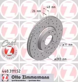 Вентильований гальмівний диск з перфорацією Otto Zimmermann 440.3111.52.
