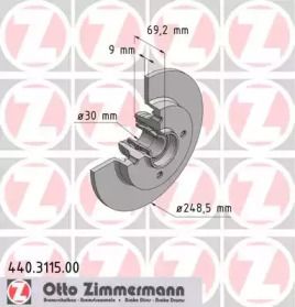 Тормозной диск на Citroen C3 Picasso  Otto Zimmermann 440.3115.00.