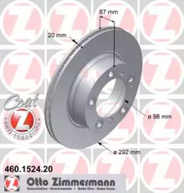 Вентилируемый тормозной диск Otto Zimmermann 460.1524.20.