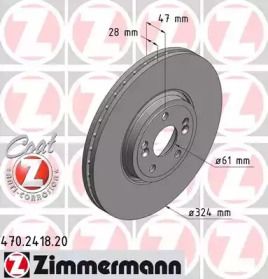 Перфорированный тормозной диск на Renault Vel Satis  Otto Zimmermann 470.2418.20.