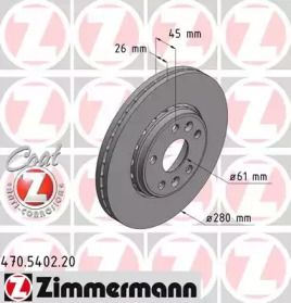 Перфорированный тормозной диск на Mercedes-Benz Citan  Otto Zimmermann 470.5402.20.