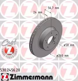 Вентилируемый тормозной диск Otto Zimmermann 530.2456.20.