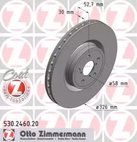 Вентильований гальмівний диск Otto Zimmermann 530.2460.20.