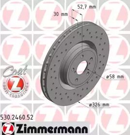Вентильований гальмівний диск з перфорацією Otto Zimmermann 530.2460.52.