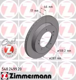 Вентилируемый тормозной диск Otto Zimmermann 540.2499.20.