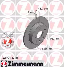 Тормозной диск на Suzuki SX4  Otto Zimmermann 540.5306.20.