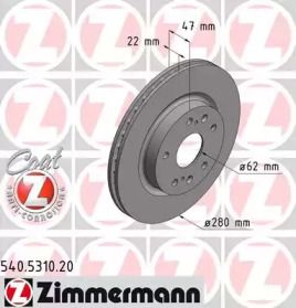 Вентилируемый тормозной диск на Suzuki SX4  Otto Zimmermann 540.5310.20.